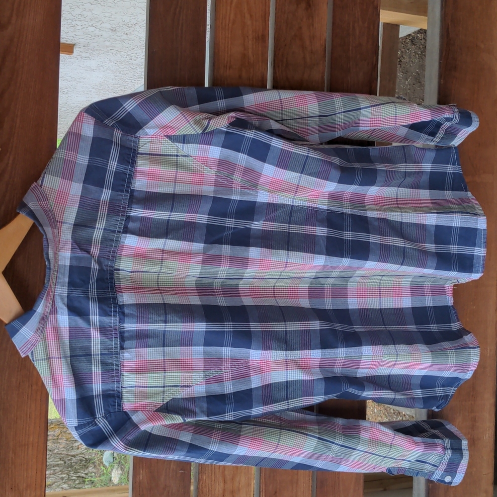 Tommy Hilfiger Shirt button up Long Sleeve Plaid Pink Blue Green XL - Picture 3 of 12